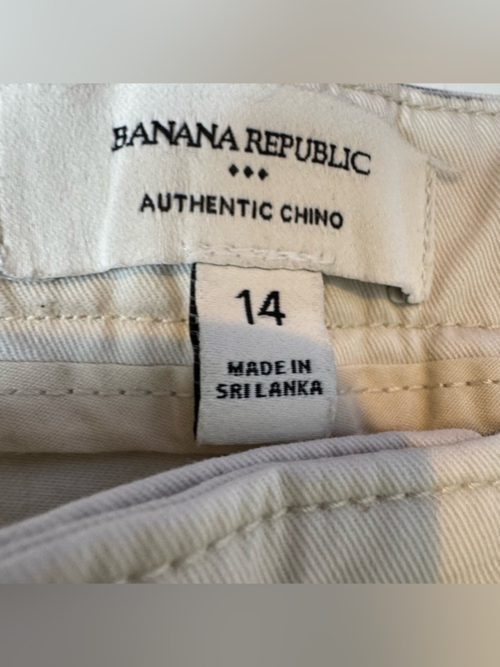 Banana Republic White Authentic Chino Pants Size 14 Cropped Stretch - Picture 10 of 11